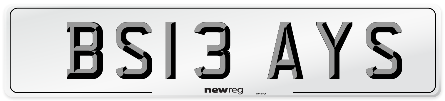 BS13 AYS Number Plate from New Reg